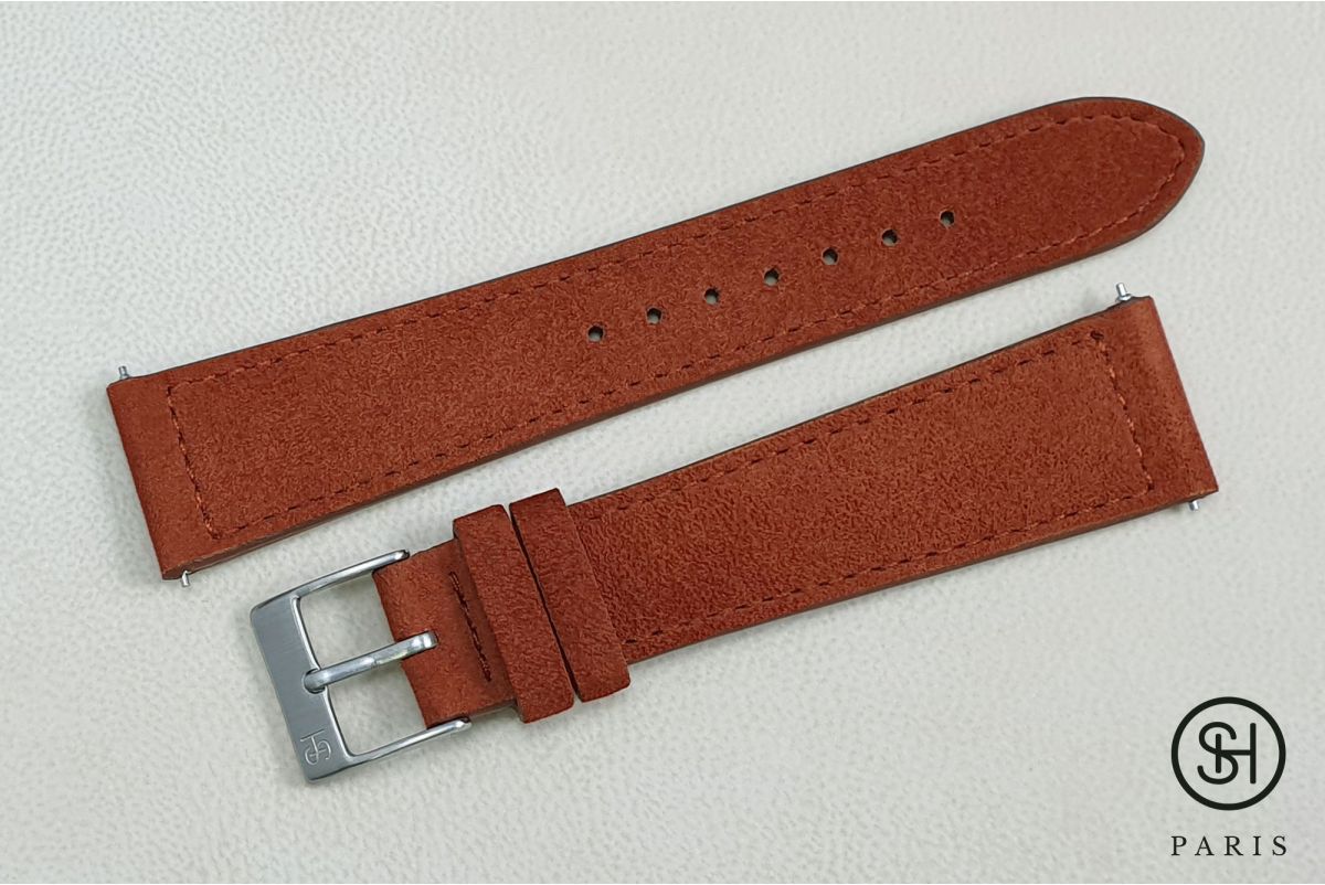 Bracelet montre cuir Suede SELECT-HEURE Épice avec pompes rapides (interchangeable)