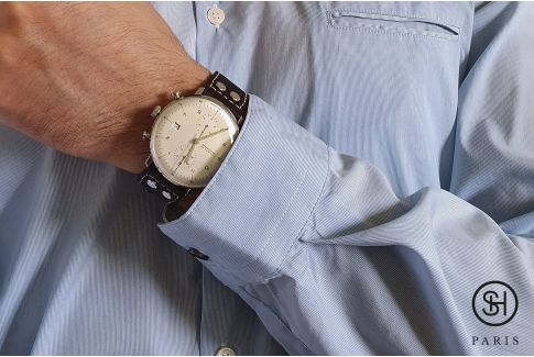 Bracelet montre cuir SELECT-HEURE Pilote, fait main en Italie
