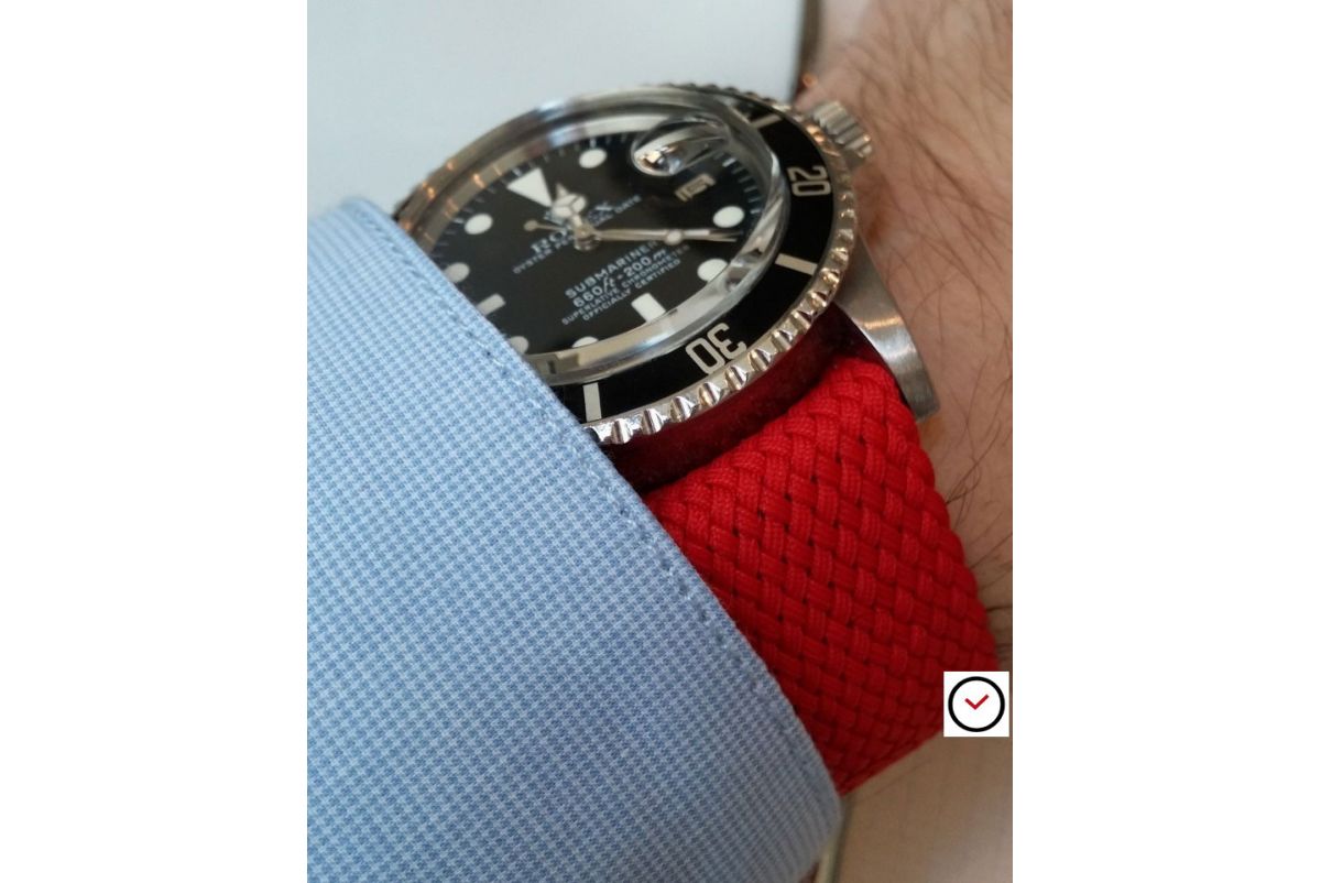 Red braided Perlon watch strap