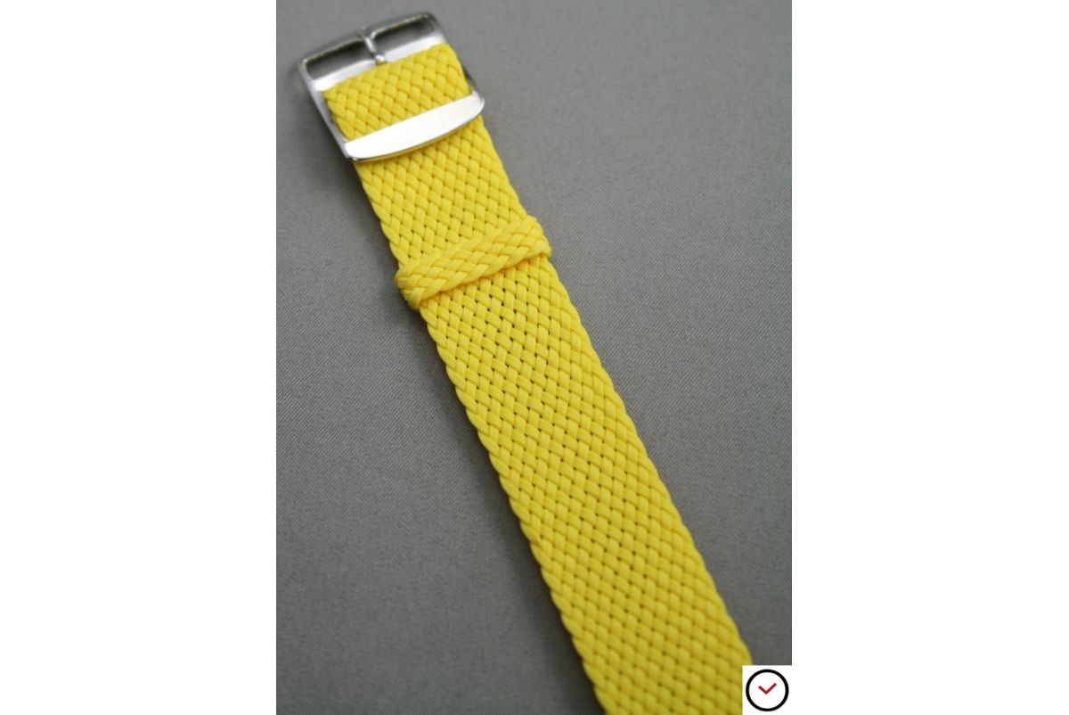 Yellow braided Perlon watch strap