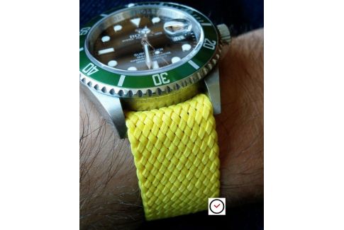 Yellow braided Perlon watch strap
