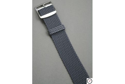 Dark Grey braided Perlon watch strap, gold buckle