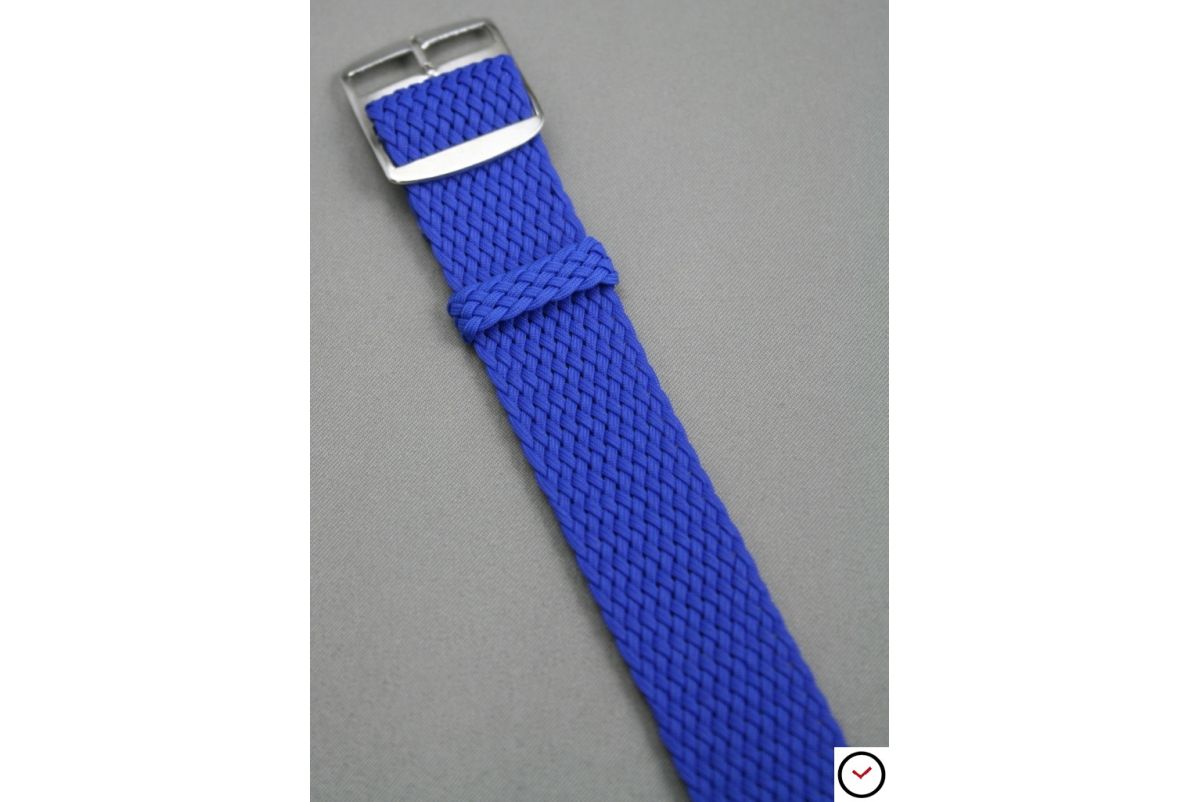 Bracelet montre Perlon tressé Bleu Elec