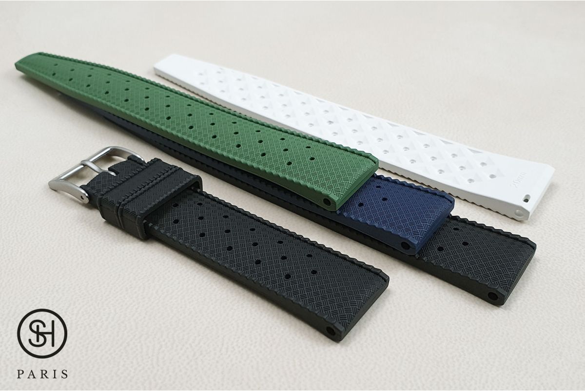Bracelet montre caoutchouc FKM SELECT-HEURE Tropic Noir, montage pompes rapides (interchangeable)