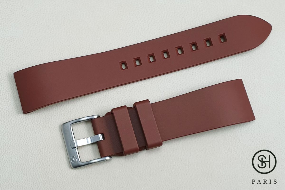 Brown Essential SELECT-HEURE FKM rubber watch strap, quick release spring bars (interchangeable)