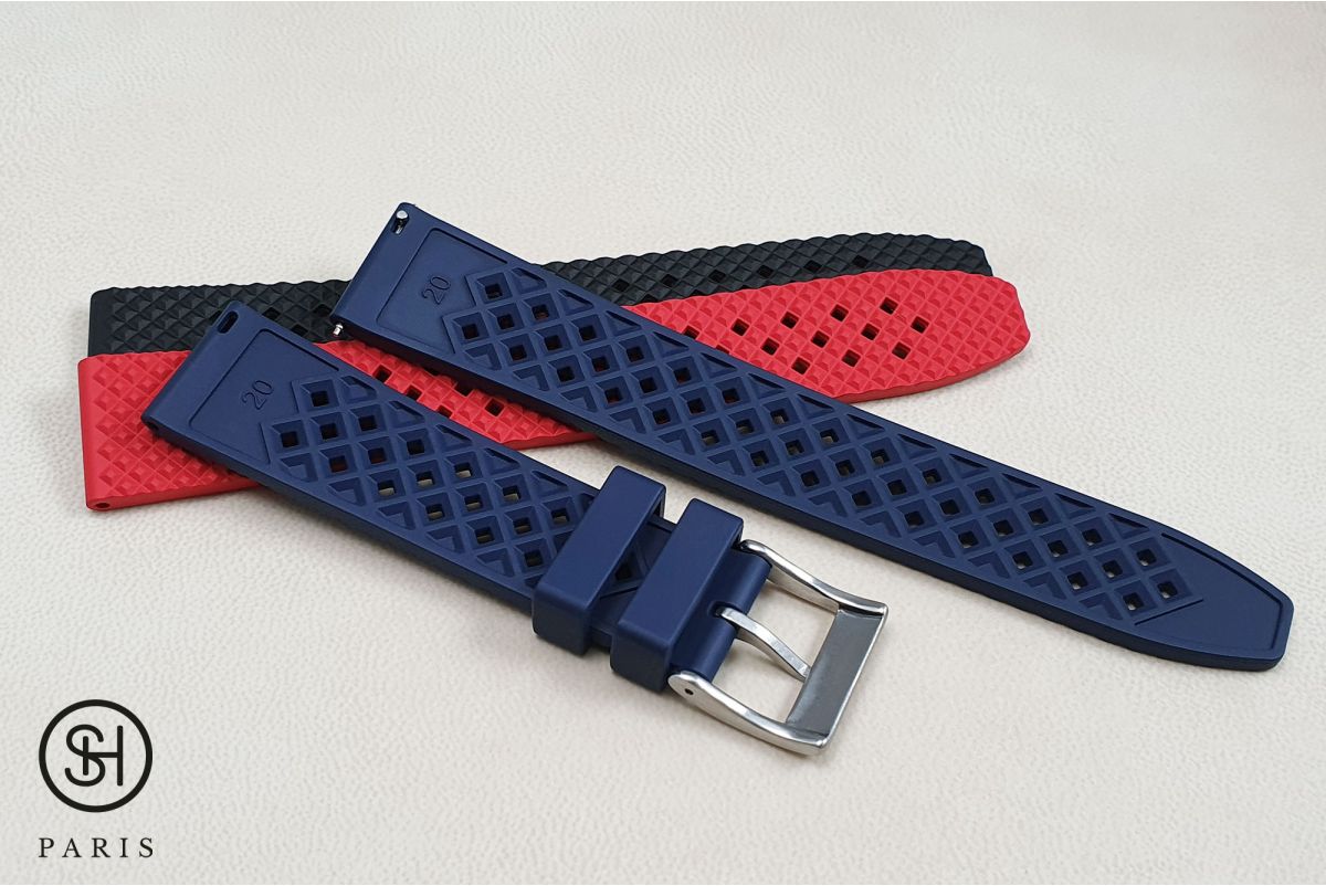 Black Rallye SELECT-HEURE FKM rubber watch strap, quick release spring bars (interchangeable)