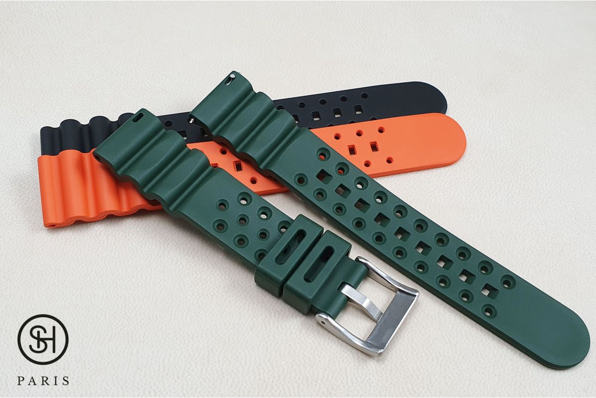 Bracelet montre caoutchouc FKM SELECT-HEURE Plongeur Vert, montage pompes rapides (interchangeable)