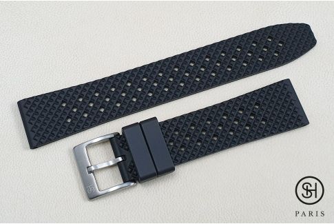 Black Rallye SELECT-HEURE FKM rubber watch strap, quick release spring bars (interchangeable)