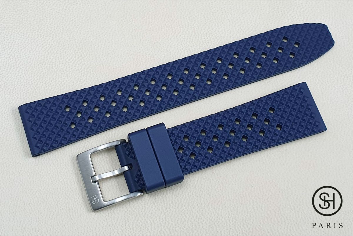 Navy Blue Rallye SELECT-HEURE FKM rubber watch strap, quick release spring bars (interchangeable)