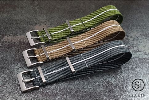 Military Green White SELECT-HEURE Marine Nationale nylon watch straps