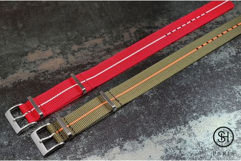 Kaki Orange SELECT-HEURE Marine Nationale nylon watch straps