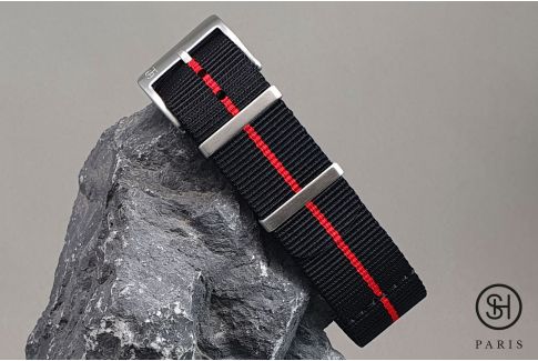 Bracelet montre nylon Marine Nationale SELECT-HEURE Noir Rouge