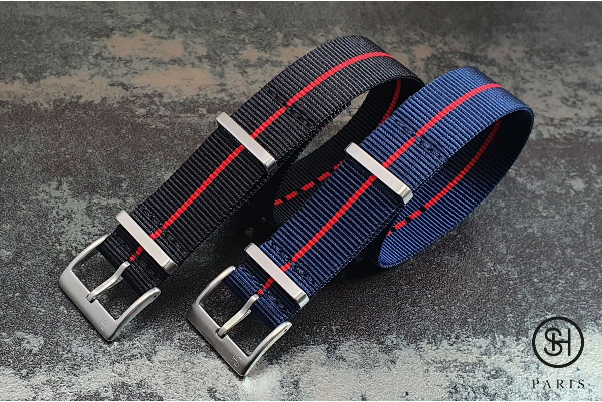 Black Red SELECT-HEURE Marine Nationale nylon watch straps