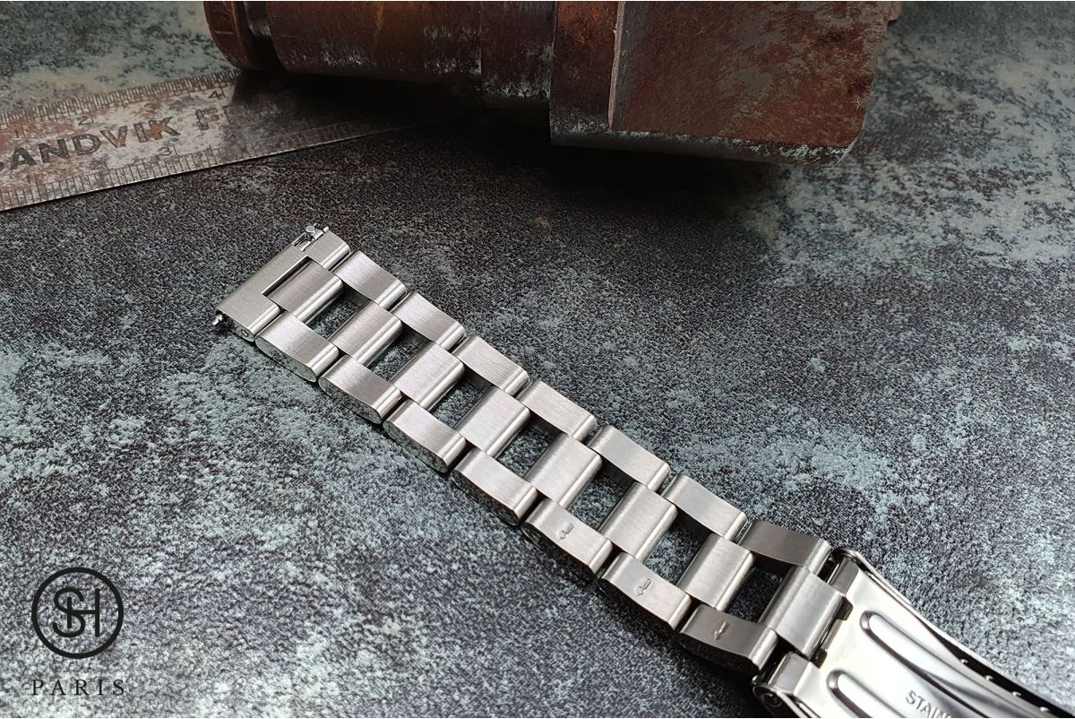 Bracelet montre Oyster Racing (aéré) en acier inox massif, boucle déployante avec sécurité