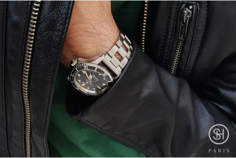 Bracelet montre Oyster Racing (aéré) en acier inox massif, boucle déployante avec sécurité (18, 19, 20, 21, 22 mm)