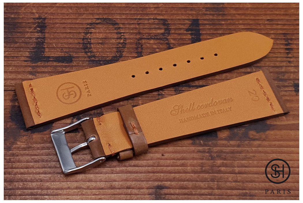 Cognac SH Horween Shell Cordovan leather watch strap (handmade)
