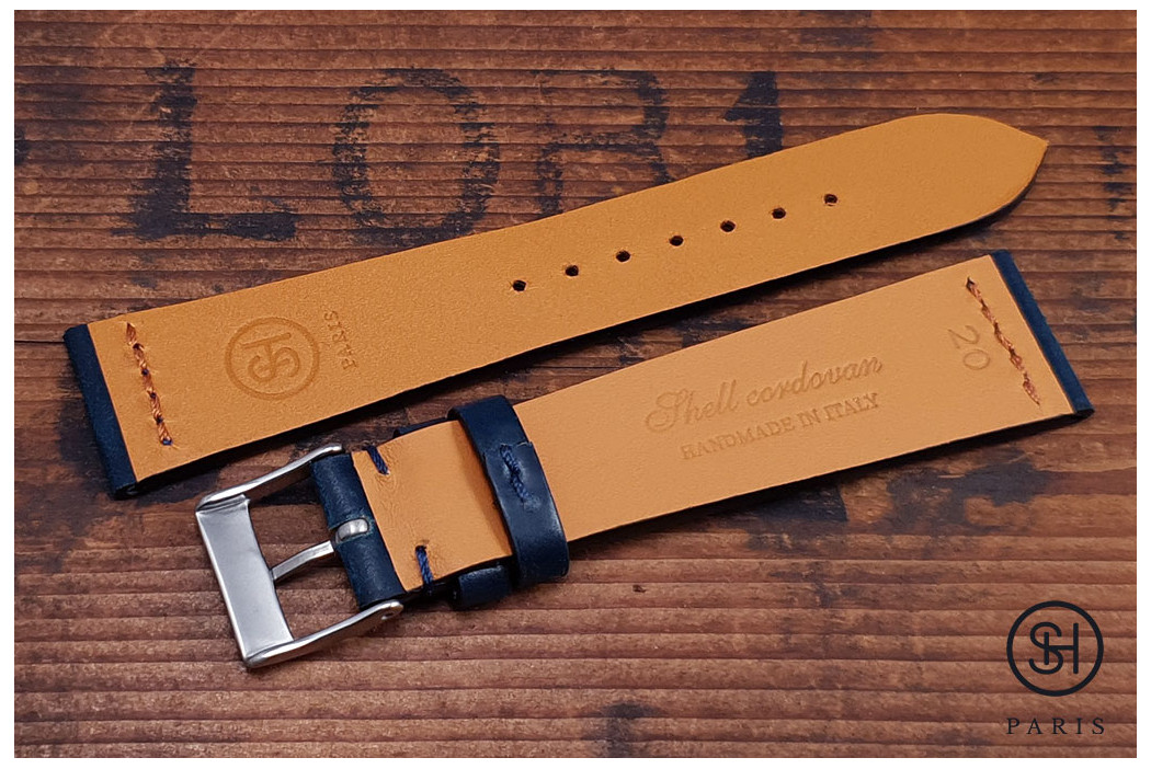Blue SH Horween Shell Cordovan leather watch strap (handmade)