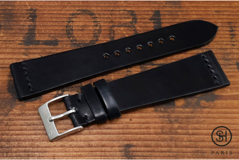 Black SH Horween Shell Cordovan leather watch strap (handmade)