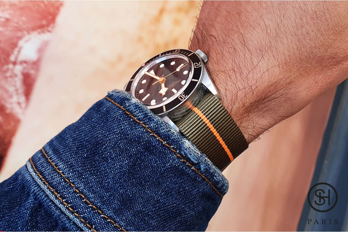 Kaki Orange SELECT-HEURE Marine Nationale nylon watch straps