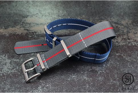 Grey Red SELECT-HEURE Marine Nationale nylon watch straps