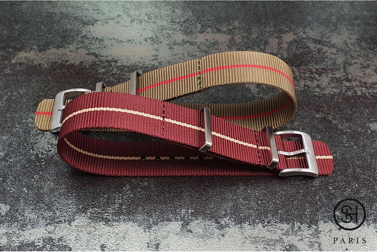 Burgundy Sand SELECT-HEURE Marine Nationale nylon watch straps