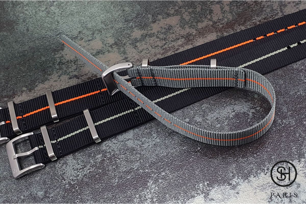 Black Orange SELECT-HEURE Marine Nationale nylon watch straps