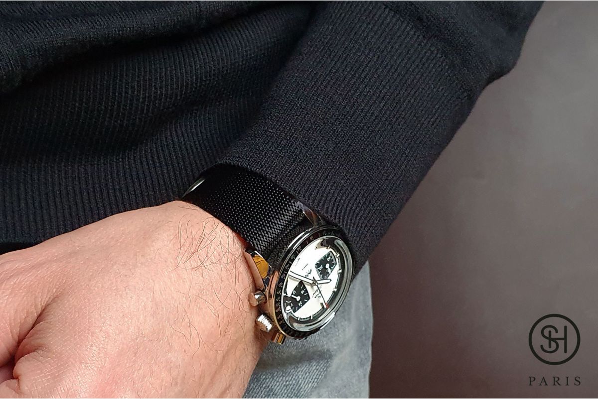 Black adjustable Serge SELECT-HEURE nylon watch strap