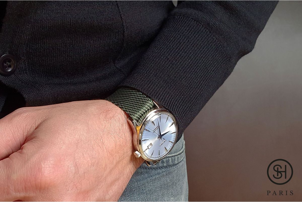 Almond Green adjustable Serge SELECT-HEURE nylon watch strap