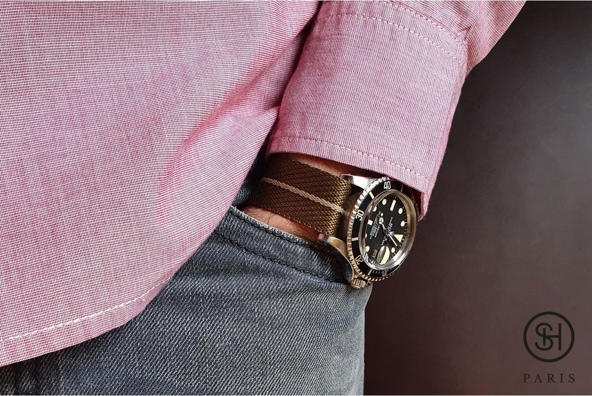 Bronze Sand adjustable Serge SELECT-HEURE nylon watch strap