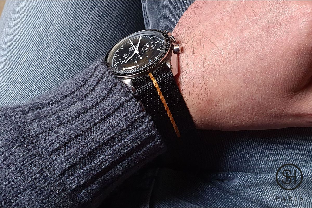Black Ocher adjustable Serge SELECT-HEURE nylon watch strap