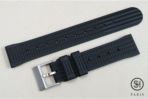 Black Daytona SELECT-HEURE FKM rubber watch strap, quick release spring bars (interchangeable)