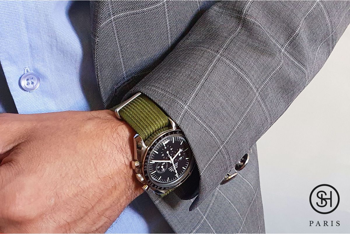 Bracelet montre nylon NATO SELECT-HEURE Studio 54 Olive