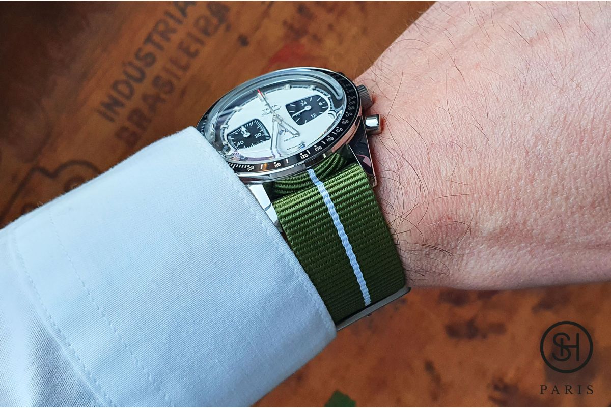 Military Green White SELECT-HEURE Marine Nationale nylon watch straps