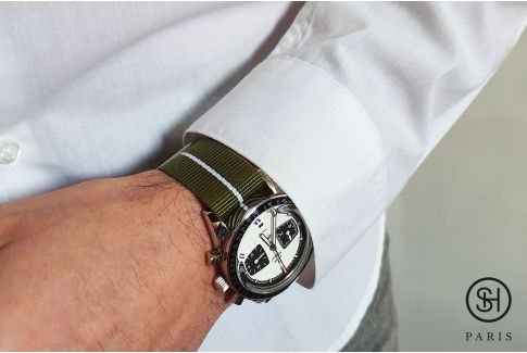 Bracelet montre nylon Marine Nationale SELECT-HEURE Vert Militaire Blanc