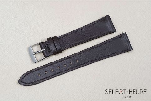 Bracelet montre cuir SELECT-HEURE Pure Marron foncé pour femmes, pompes rapides (interchangeable)