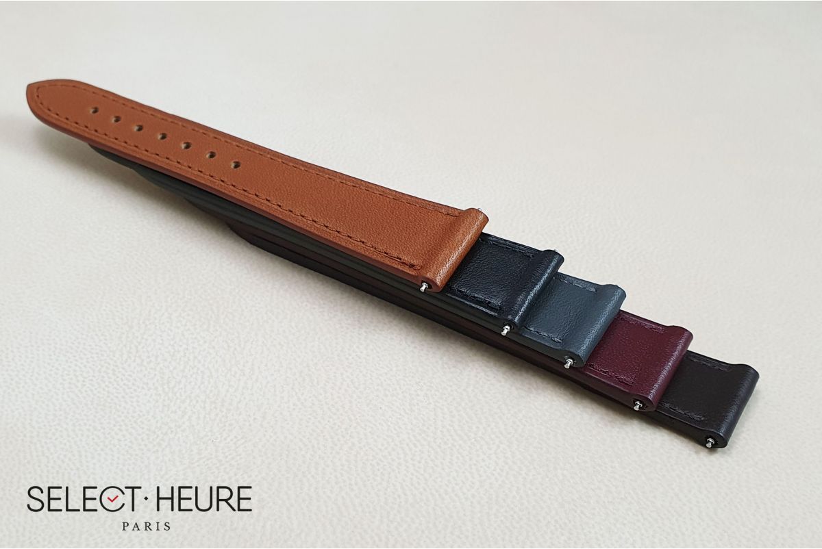 Bracelet montre cuir SELECT-HEURE Pure Marron foncé pour femmes, pompes rapides (interchangeable)