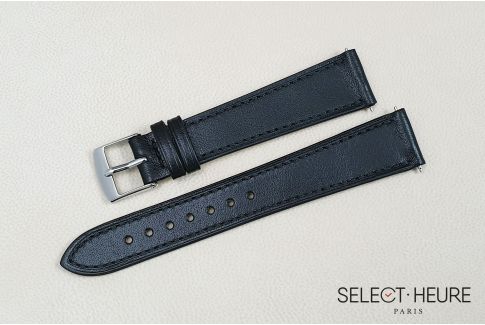 Bracelet montre cuir SELECT-HEURE Pure Noir pour femmes, pompes rapides (interchangeable)