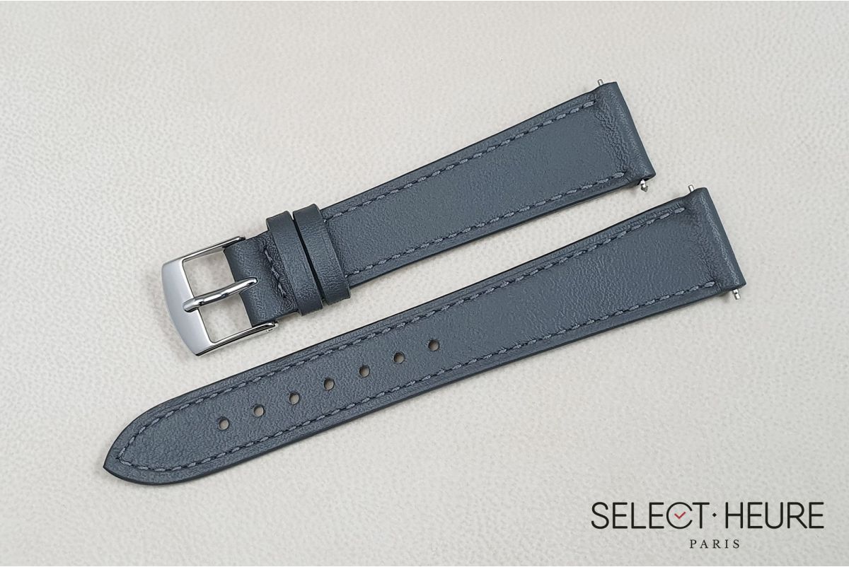 Bracelet montre cuir SELECT-HEURE Pure Gris pour femmes, pompes rapides (interchangeable)