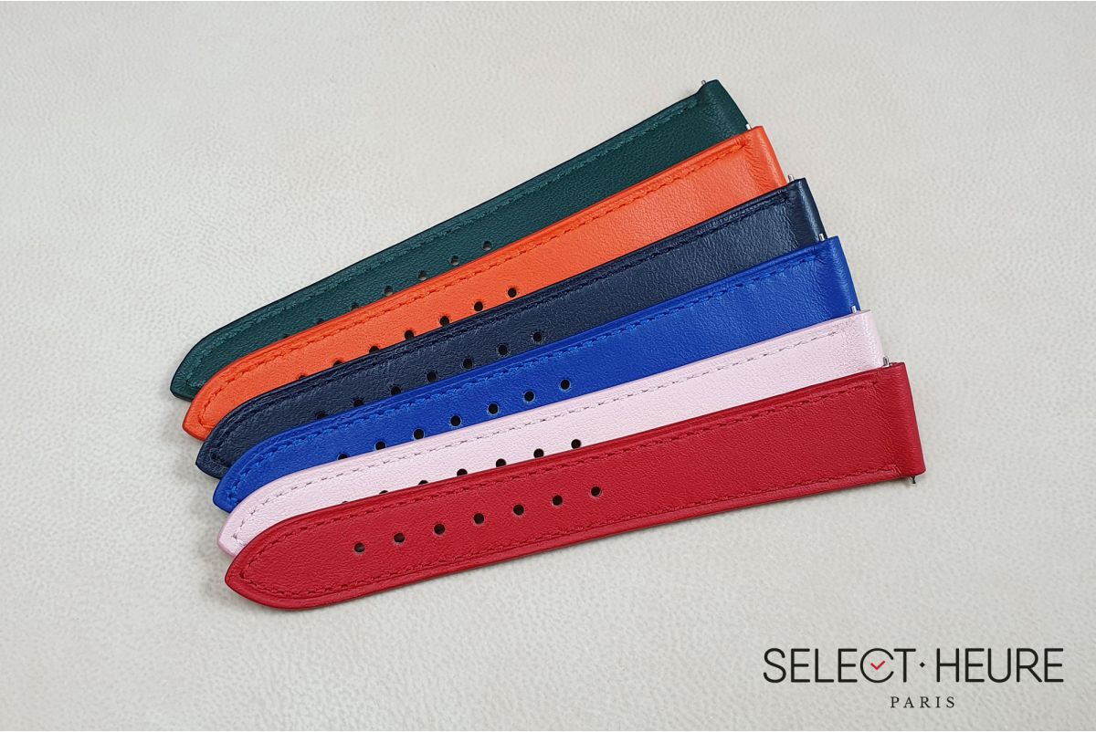 Bracelet montre cuir SELECT-HEURE Pure Orange pour femmes, pompes rapides (interchangeable)