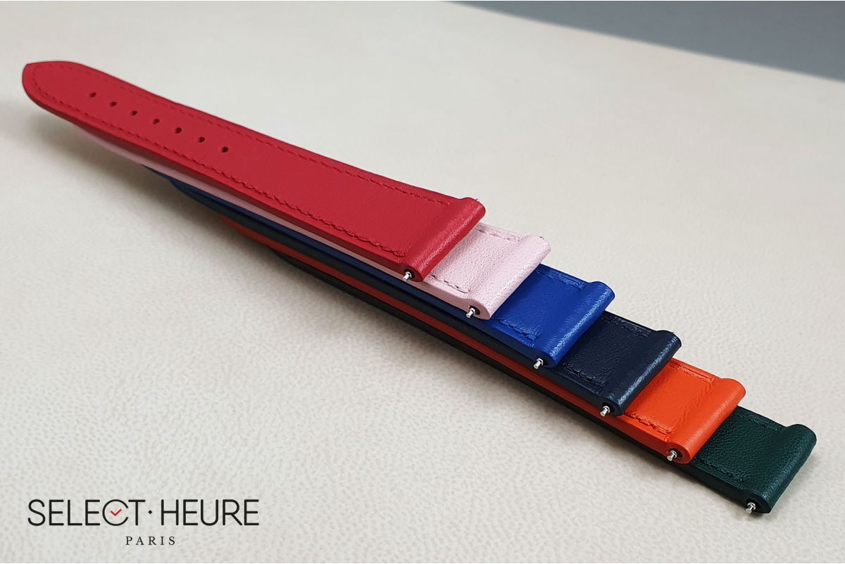 Bracelet montre cuir SELECT-HEURE Pure Orange pour femmes, pompes rapides (interchangeable)