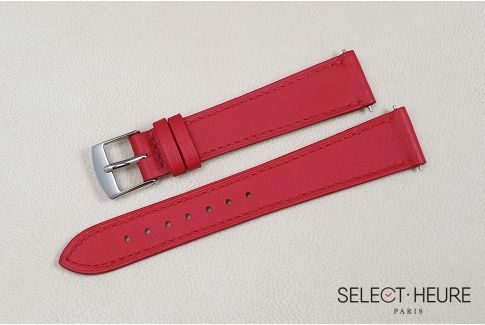 Bracelet montre cuir SELECT-HEURE Pure Rouge pour femmes, pompes rapides (interchangeable)