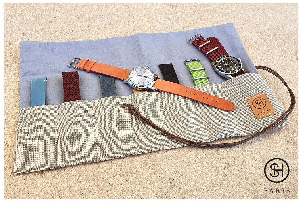 Canvas travel strap roll (for watch straps + 1 watch)