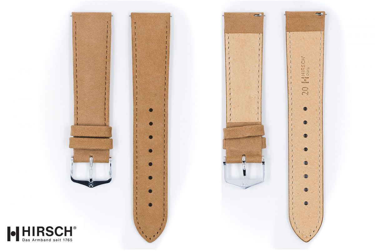 Beige Osiris HIRSCH watch bracelet for women, nubuck effect leather