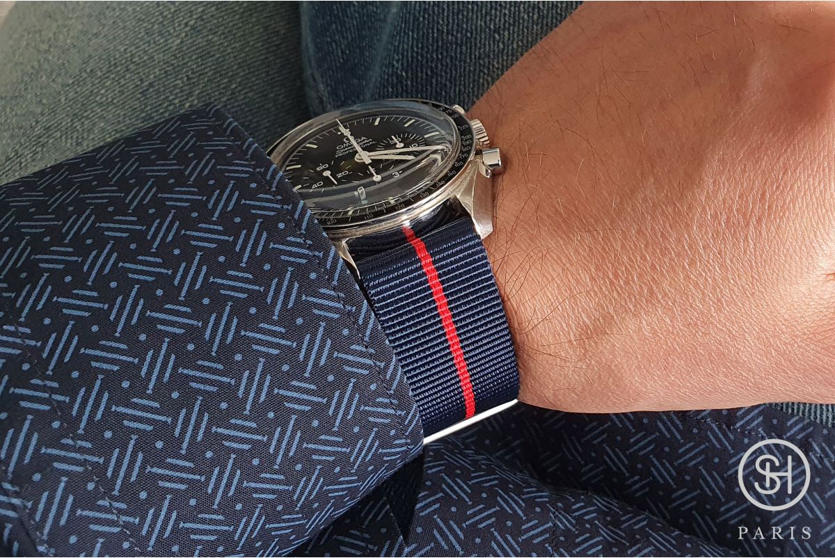 Navy Blue Red SELECT-HEURE Marine Nationale nylon watch straps