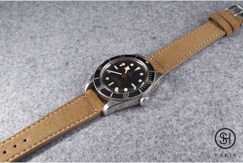 Bronze Suede SELECT-HEURE leather watch strap with quick release spring bars (interchangeable)