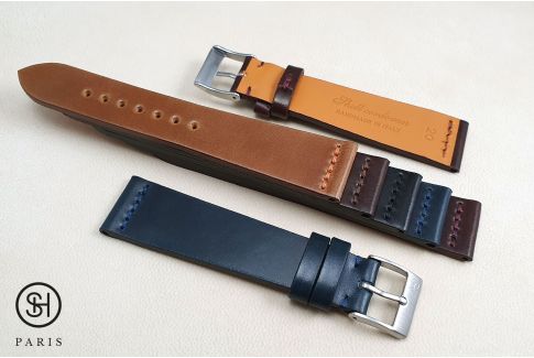 Blue Horween Shell Cordovan SELECT-HEURE leather watch strap (handmade)