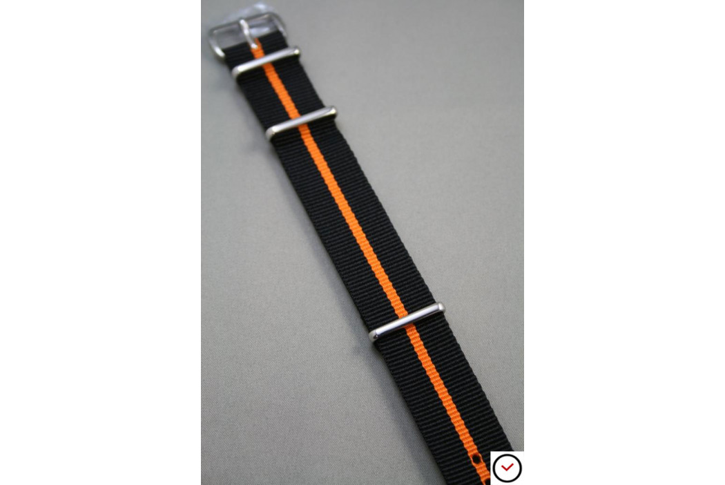 Bracelet nylon NATO Noir liseré Orange