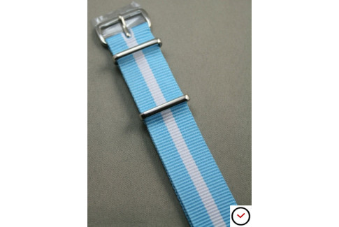 Light Blue White G10 NATO strap (nylon) "Racing"