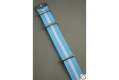 Light Blue White G10 NATO strap (nylon) "Racing"