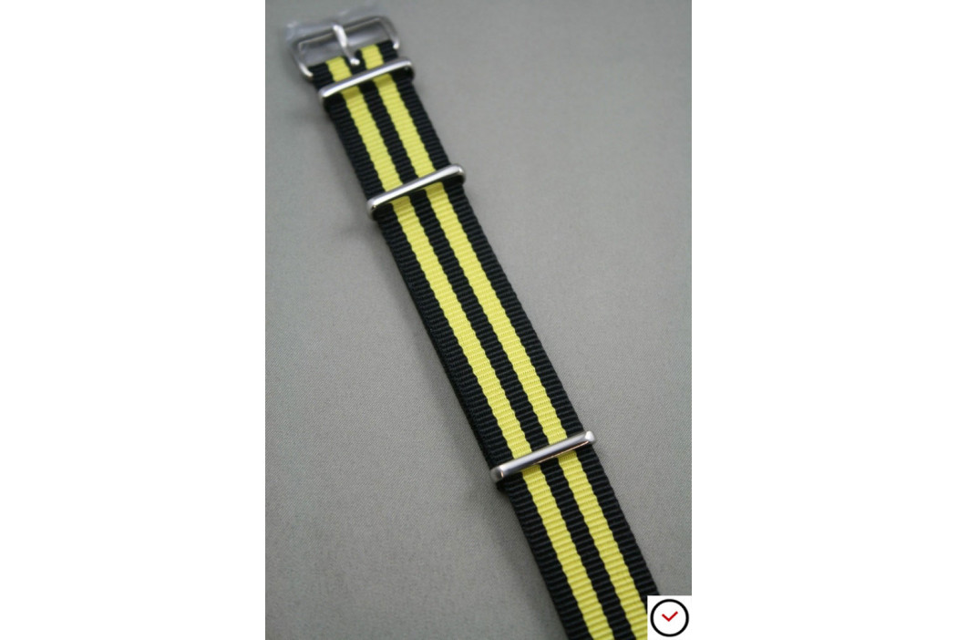 Black Yellow James Bond NATO watch strap (nylon)
